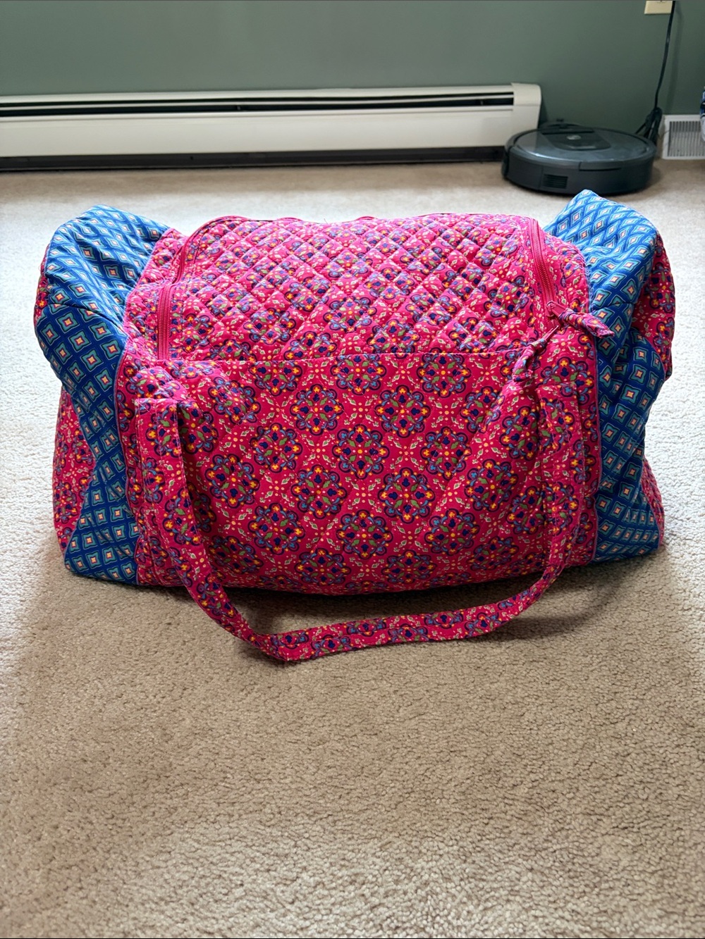 Quilted Pink Patterned Travel Duffel Bag - Picture 3 of 5